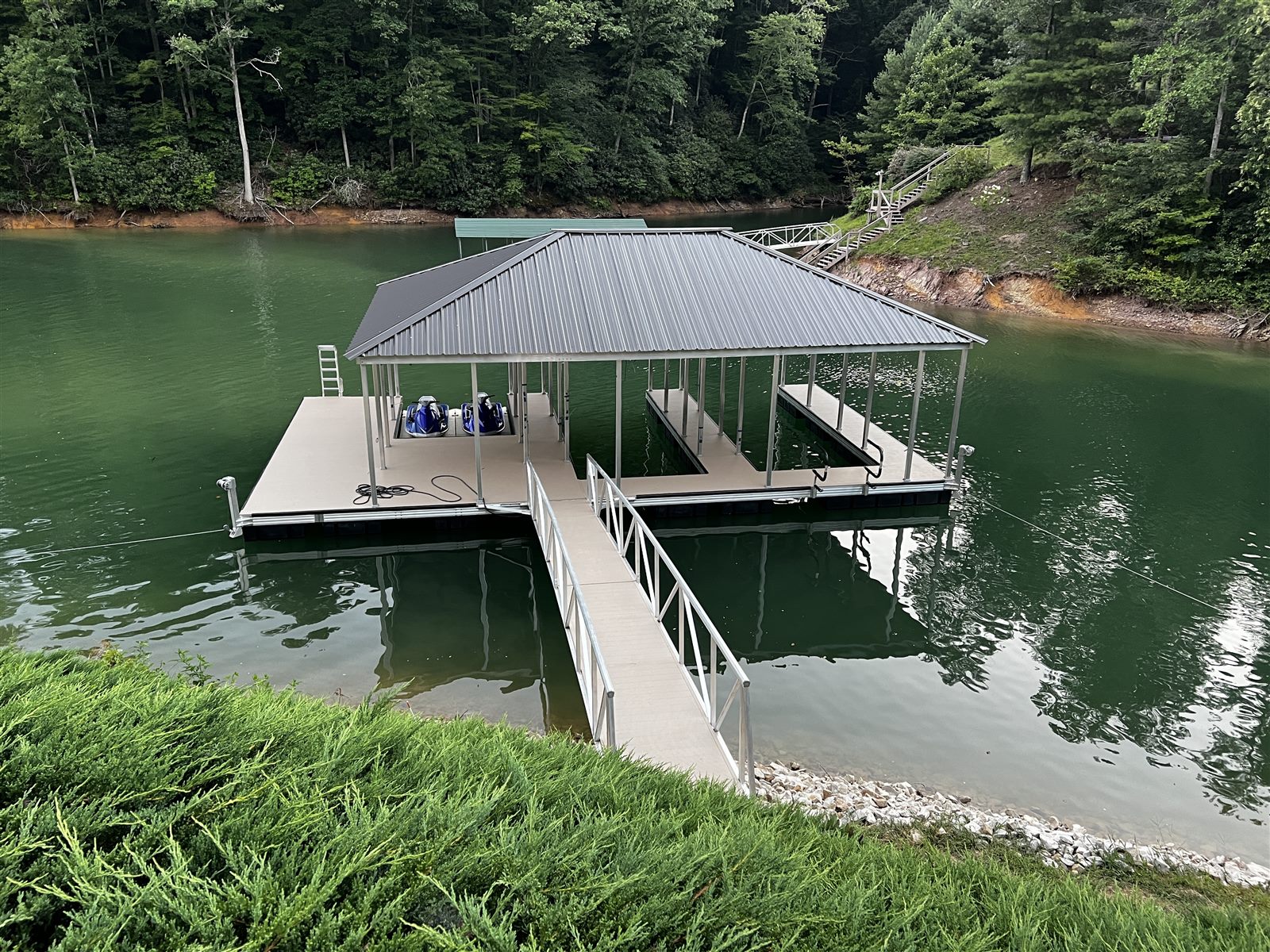 Covered private boat dock on Watauga Lake